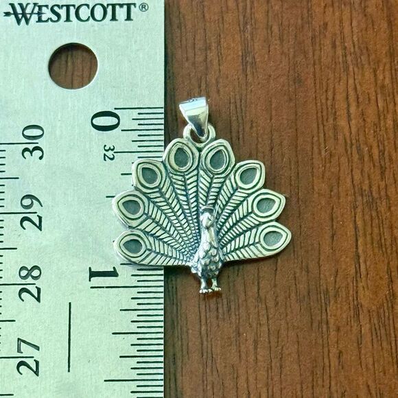 Sterling Silver Peacock Pendant Charm Necklace Or Bracelet New - Picture 5 of 5